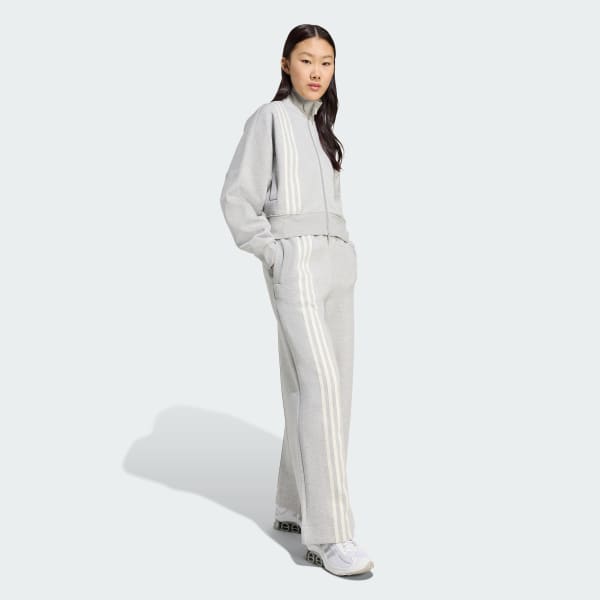 Gri Off Placed 3-Stripes Fermuarlı Üst