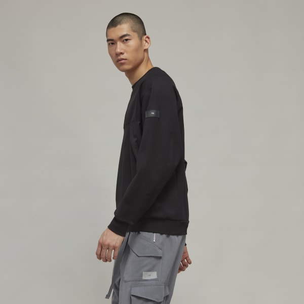 Noir Sweat-shirt stretch en molleton col ras-du-cou Y-3