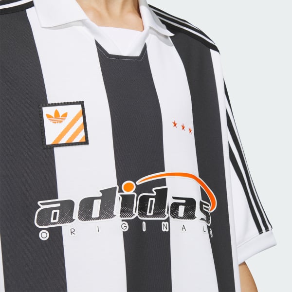★ adidas★ Football Polo Shirt Black White IW6306 Adidias Trefoil Logo Play Football Graphic Short Sleeve Polo