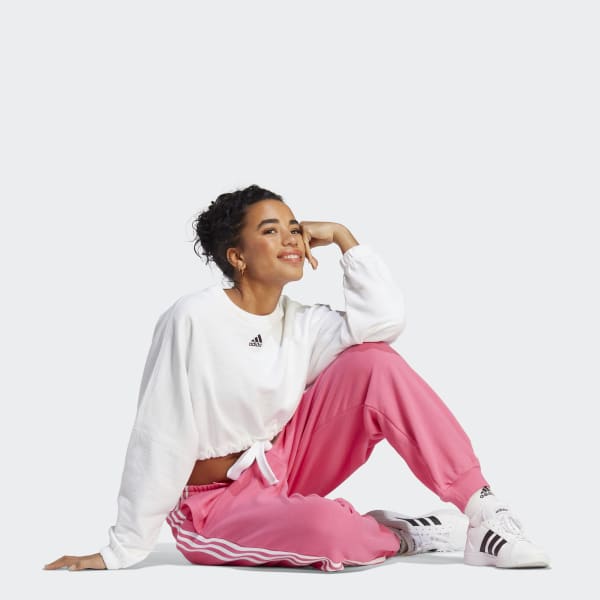 Rosa Essentials 3-Streifen French Terry Loose-Fit Hose