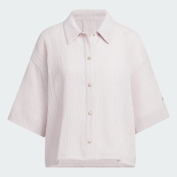 パープル SOFTLUX シアー ルーズフィット 襟付き 半袖シャツ