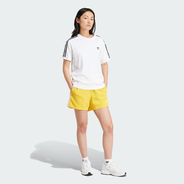 adidas Adicolor 3-Stripes French Terry Shorts - Gold | Women's ...
