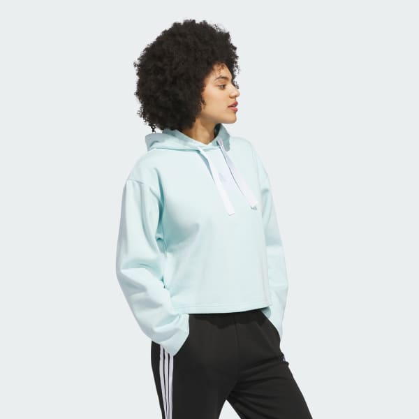 adidas WOMENS FLEECE 3STRIPE HOODIE - Turquoise | Free Shipping