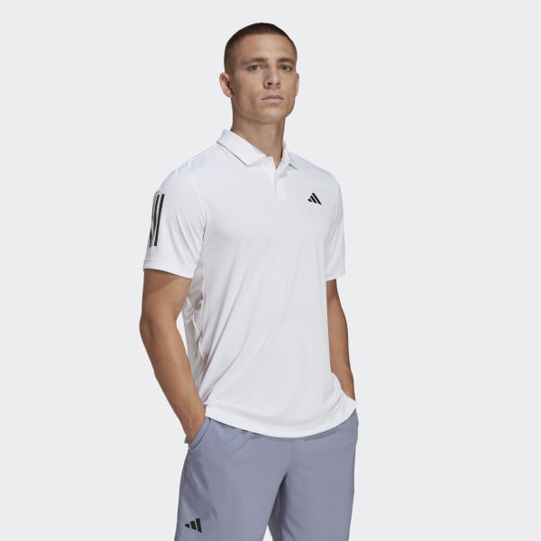 Weiss Club 3-Streifen Tennis Poloshirt