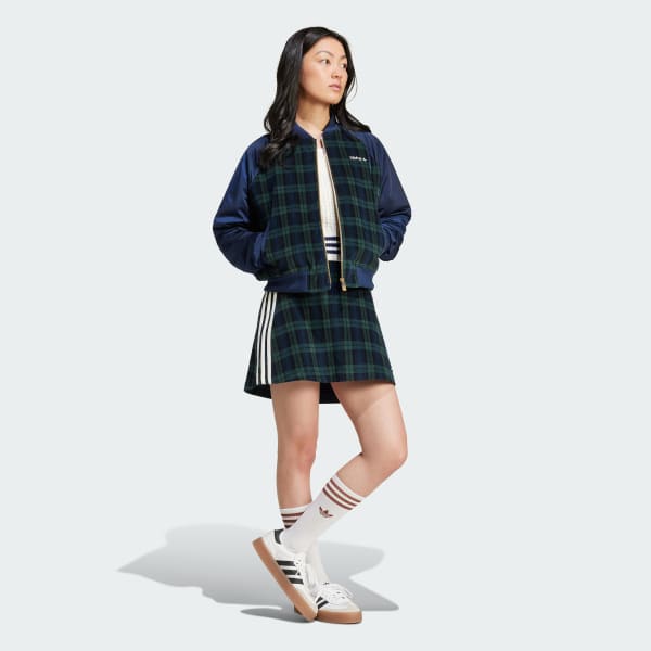 สีน้ำเงิน เสื้อแจ็คเก็ต Tartan Collegiate