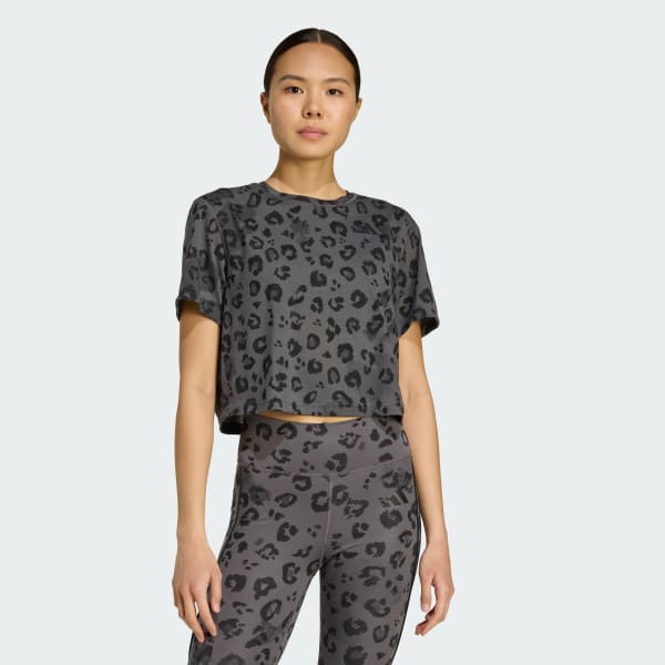 グレー ワークアウト エッセンシャルズ 半袖Tシャツ プリント