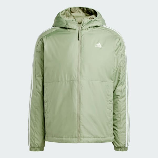 Zielony Kurtka Essentials 3-Stripes Insulated Hooded