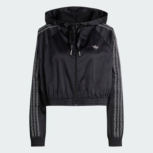 Sort PEARL CROPPED ZIP HÆTTETRØJE