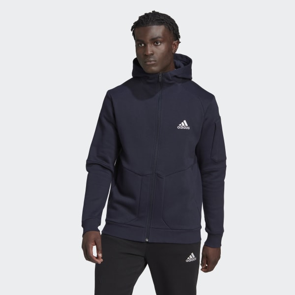 adidas Essentials for Gameday Fleece Full-Zip Hoodie - Blue