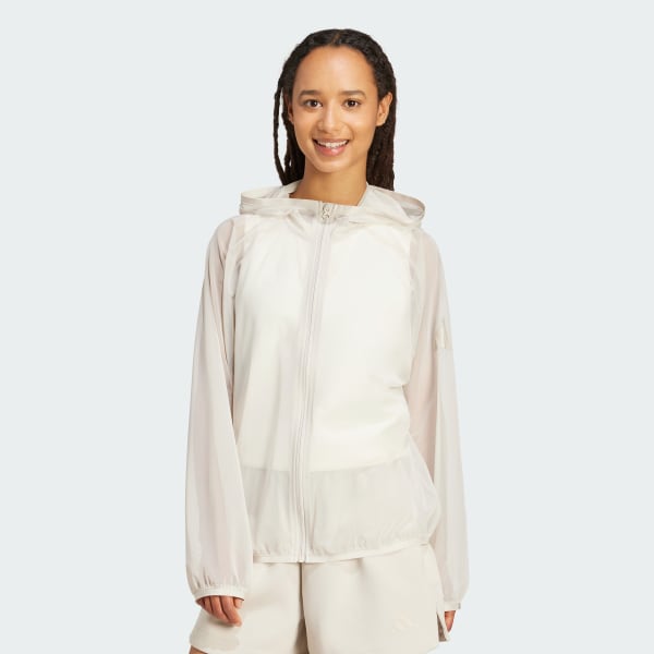 Beige Soft Lux Mesh Full-Zip Hoodie