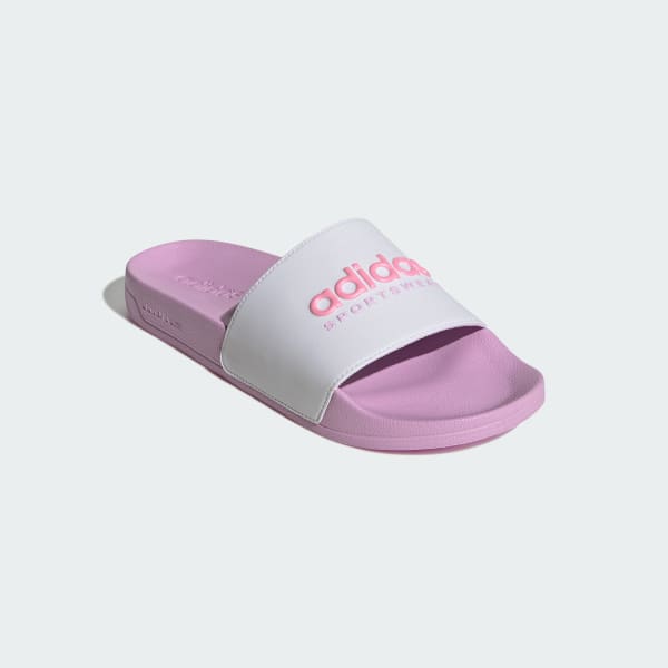 White Adilette Shower Slides