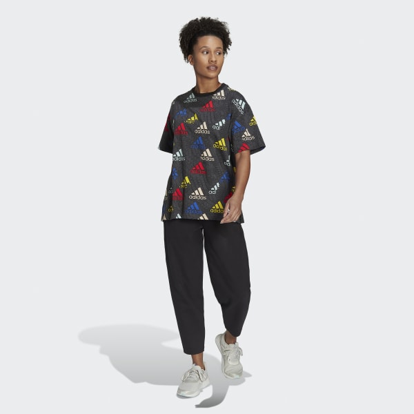 Siva Tričko Essentials Multi-Colored Logo Boyfriend E4769