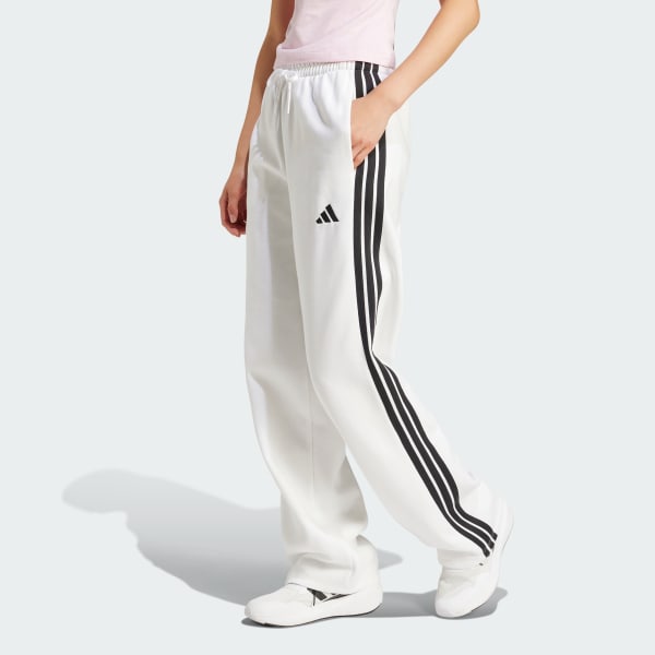 White Essentials 3-Stripes Open-Hem Fleece Pants
