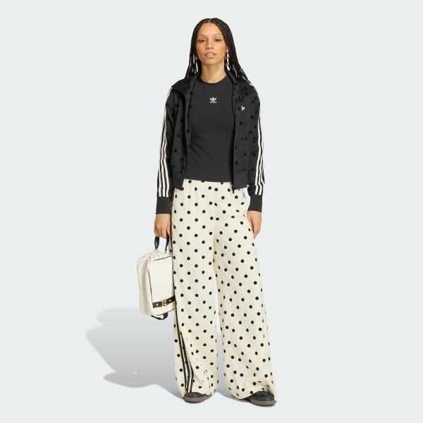 Bialy SPODNIE SATIN POLKA DOTS WIDE LEG