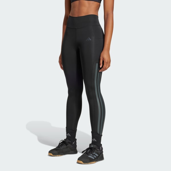 Zwart Optimé 3-Stripes Full-Length Legging