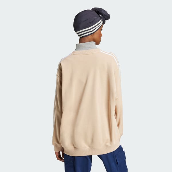 Beige 3-Streifen Oversized Sweatshirt