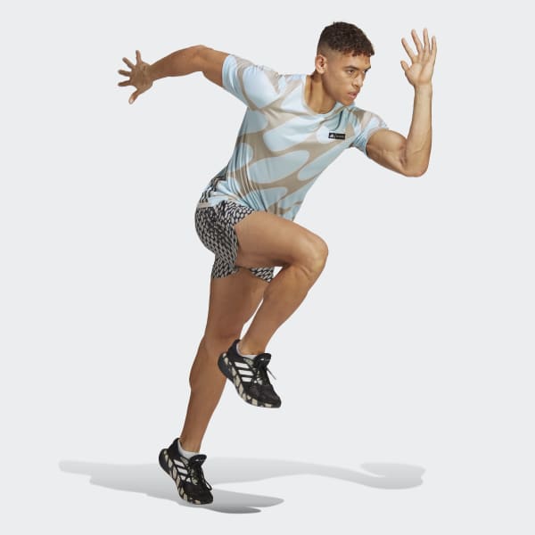 Blue adidas x Marimekko Run Icons 3-Stripes Tee