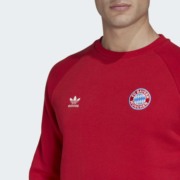 Red FC Bayern Essentials Trefoil Crewneck Sweatshirt BUT35