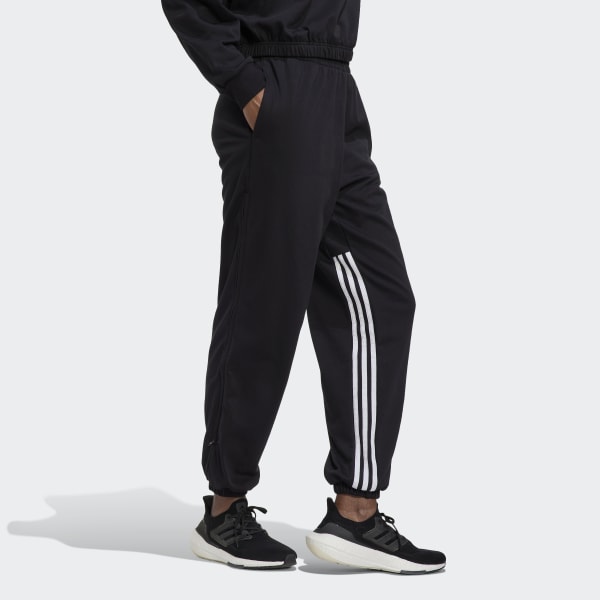 cerná Kalhoty Hyperglam 3-Stripes Oversized Cuffed with Side Zippers QC185