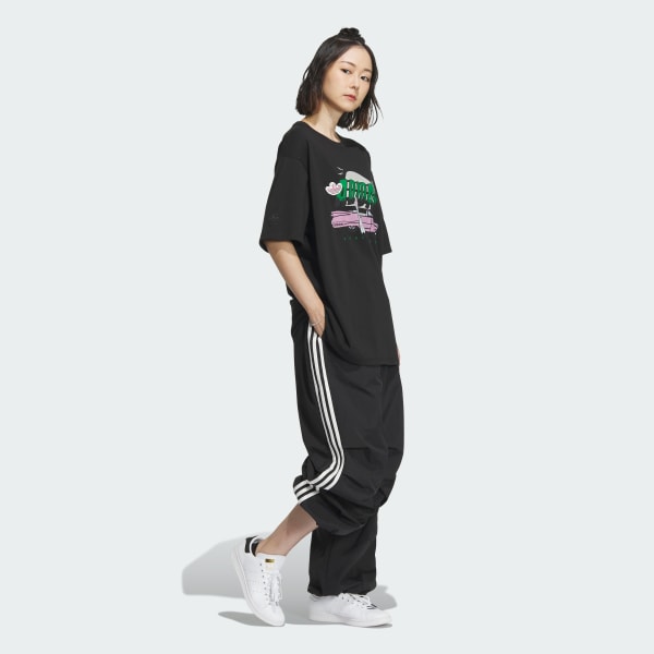 สีดำ เสื้อยืดแขนสั้น Summer Holiday Graphic Play