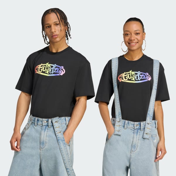 Schwarz adidas x Jeremy Scott Grafik T-Shirt