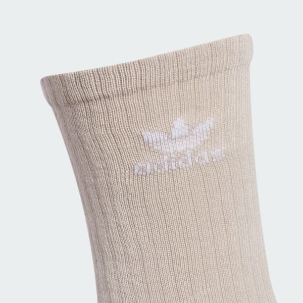 Beige Trefoil Crew Socks 6 Pairs