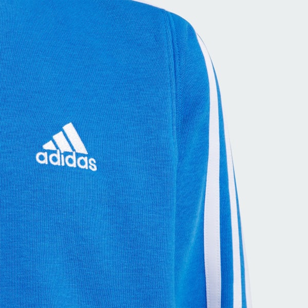 ブルー エッセンシャルズ プラス ルーズフィット スリーストライプス フレンチテリー プルオーバーパーカー キッズ