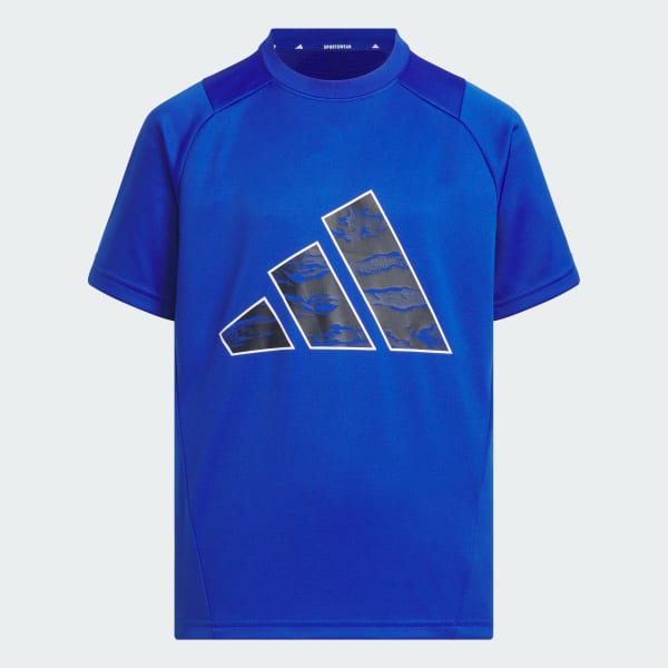 ブルー キッズ エッセンシャルズ 3バー カモ柄 半袖Tシャツ