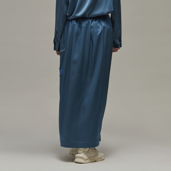 Blu Y-3 Tech Silk Skirt