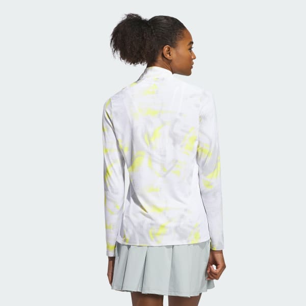 White Ultimate365 Printed Quarter-Zip Mock Polo Shirt