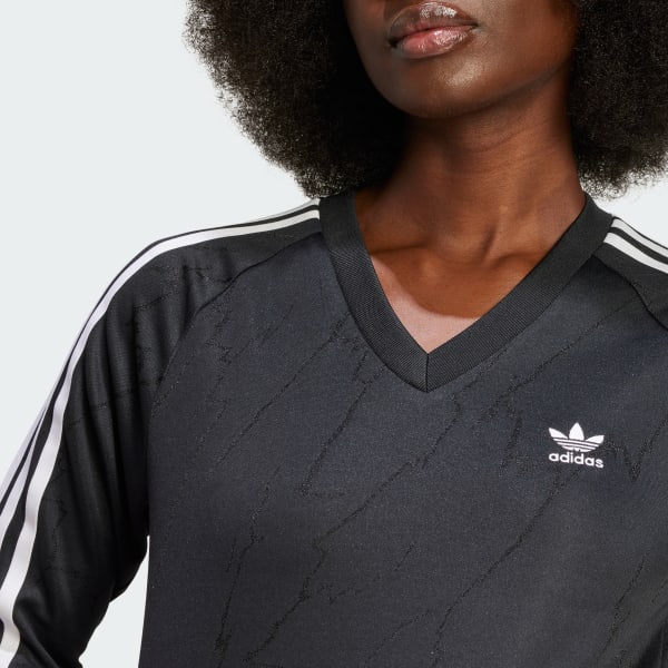 adidas ブラック クロップドジャージ　長袖シャツ アディダス スリム クロップド トラックトップ - ブラック