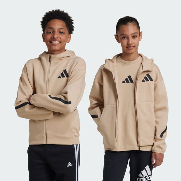 Beige adidas Z.N.E. Full-Zip Hooded Track Jacket