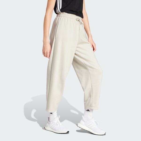 Beige Pantaloni Essentials Contemporary Logo Fleece Barrel