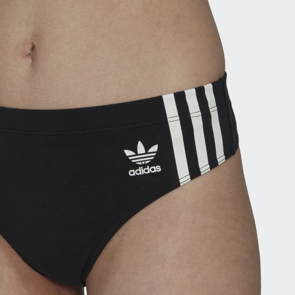 Black Adicolor Comfort Flex Cotton Wide Side Thong Briefs (2 Pairs) HPO15