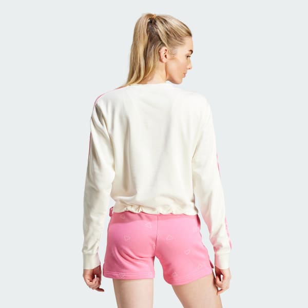 Branco Moletom Moletinho Graphic Floral Três Listras