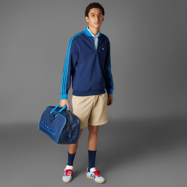 Μπλε Originals 3-Stripes 1/4 Zip Sweatshirt