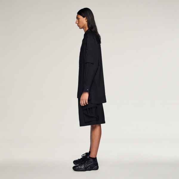 Black Y-3 COTTON LONG SLEEVE SHIRT