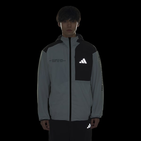 グレー アディダスアダプテーション レギュラーフィット ストレッチ ウーブン フード付き フルジップ トラックトップ