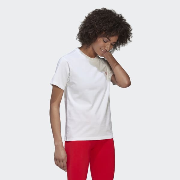 Branco Camiseta Estampada Trefoil IX656