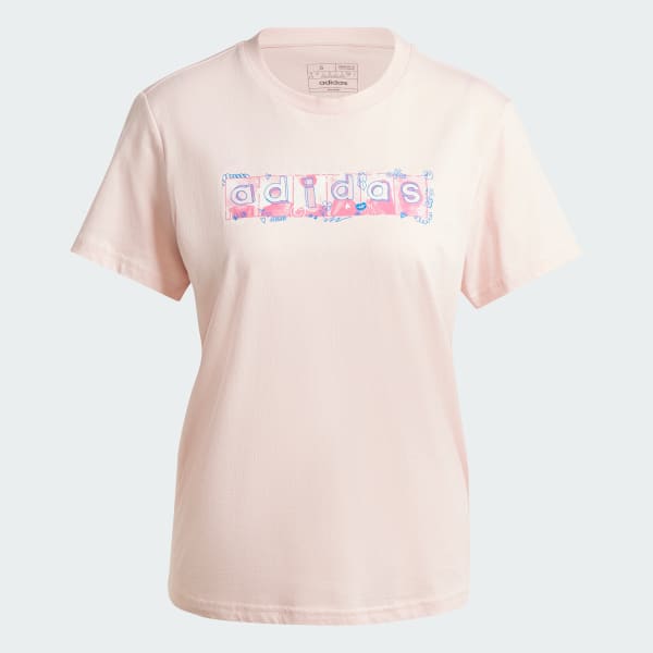 Rosa Playera Doodle Estampada