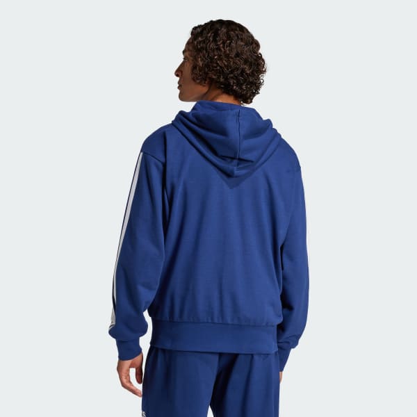 Azul Casaca con capucha Essentials French Terry 3 bandas