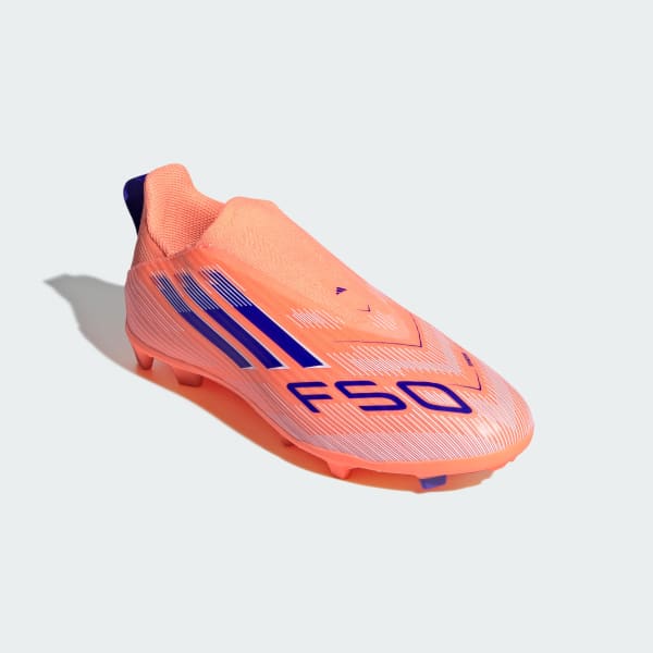 Orange F50 League Laceless Firm/Multi-Ground Fotbollsskor Barn