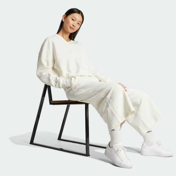 Blanc Sweat-shirt col en V côtelé ALL SZN