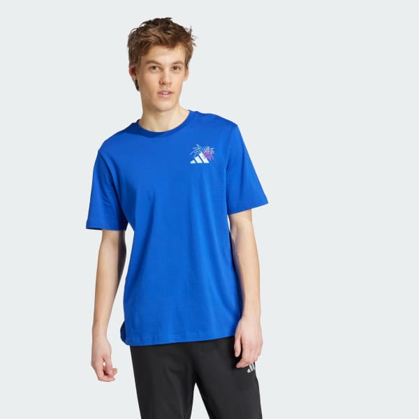 Blue Lounge Pastel Embroidery Graphic Tee
