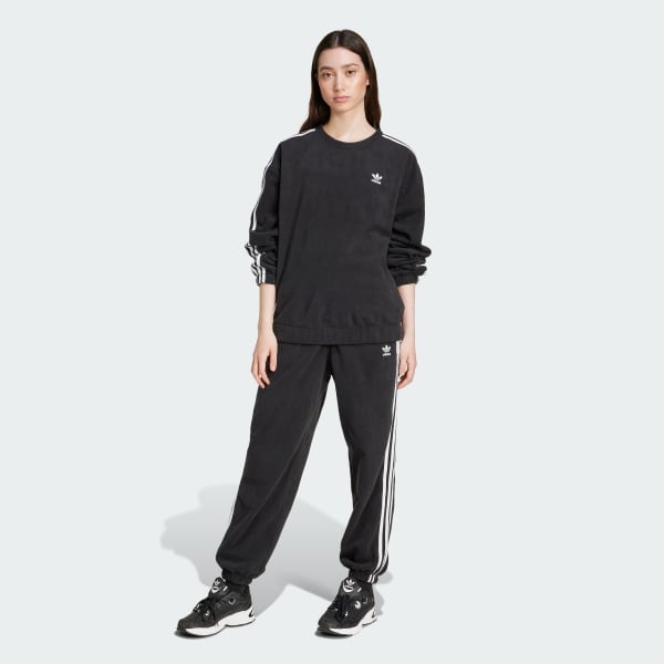 Black Polar Fleece Crew Loose Sweatshirt