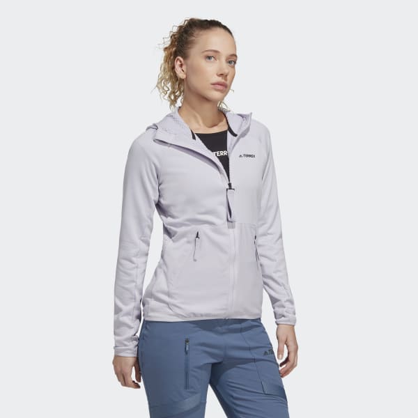 Fioletowy Terrex Tech Flooce Light Hooded Hiking Jacket