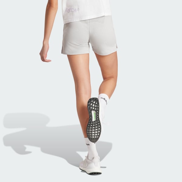 Cinza Shorts Moletinho Estampado Monograma Essentials 