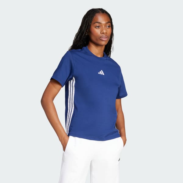Azul T-shirt de Algodão 3-Stripes Essentials