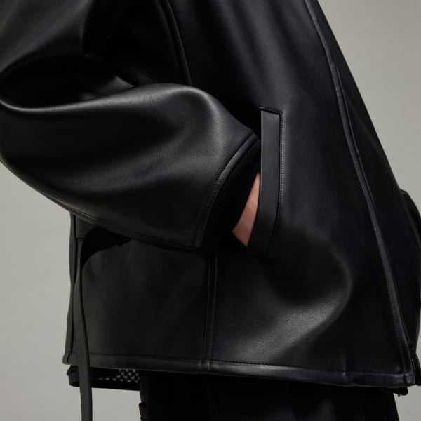 アディダス Y-3 PLEATHER BOMBER JACKET - ブラック