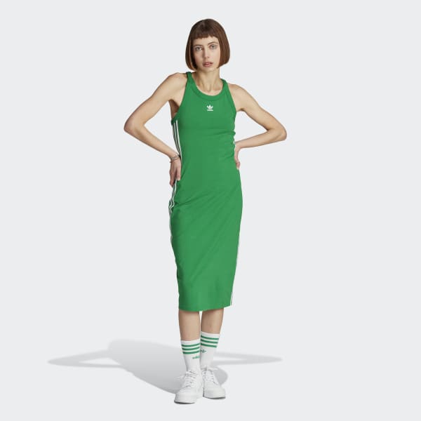 adidas Adicolor Classics 3-Stripes Long Tank Dress - Green | Women's ...